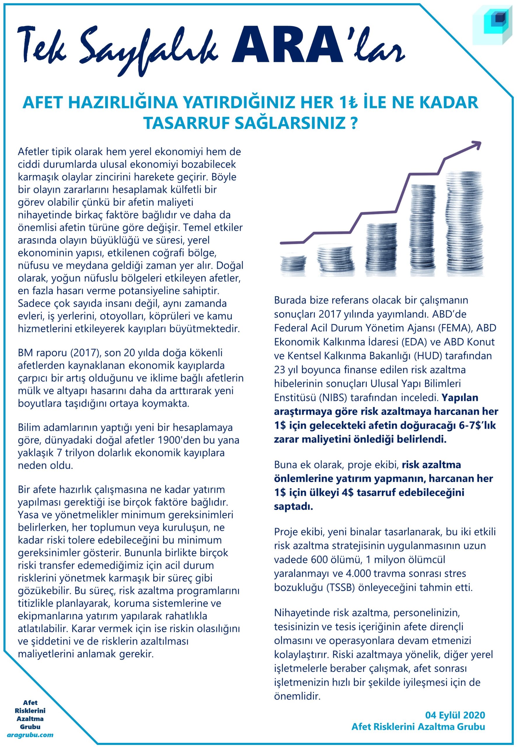 7_Afet Hazırlığına Yatırdığınız Her 1 Lira ile Ne Kadar Tasarruf Sağlarsınız